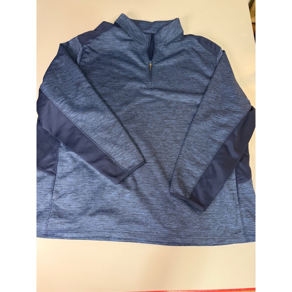 Pro Tour Mens 3X Navy Blue Space Dye Quarter Zip Pullover Golf Sweater